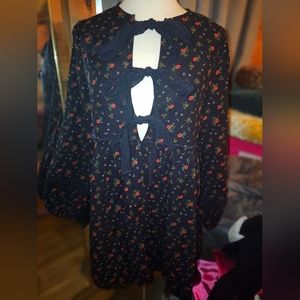 Floral Long Sleeve Mini Dress Size Large